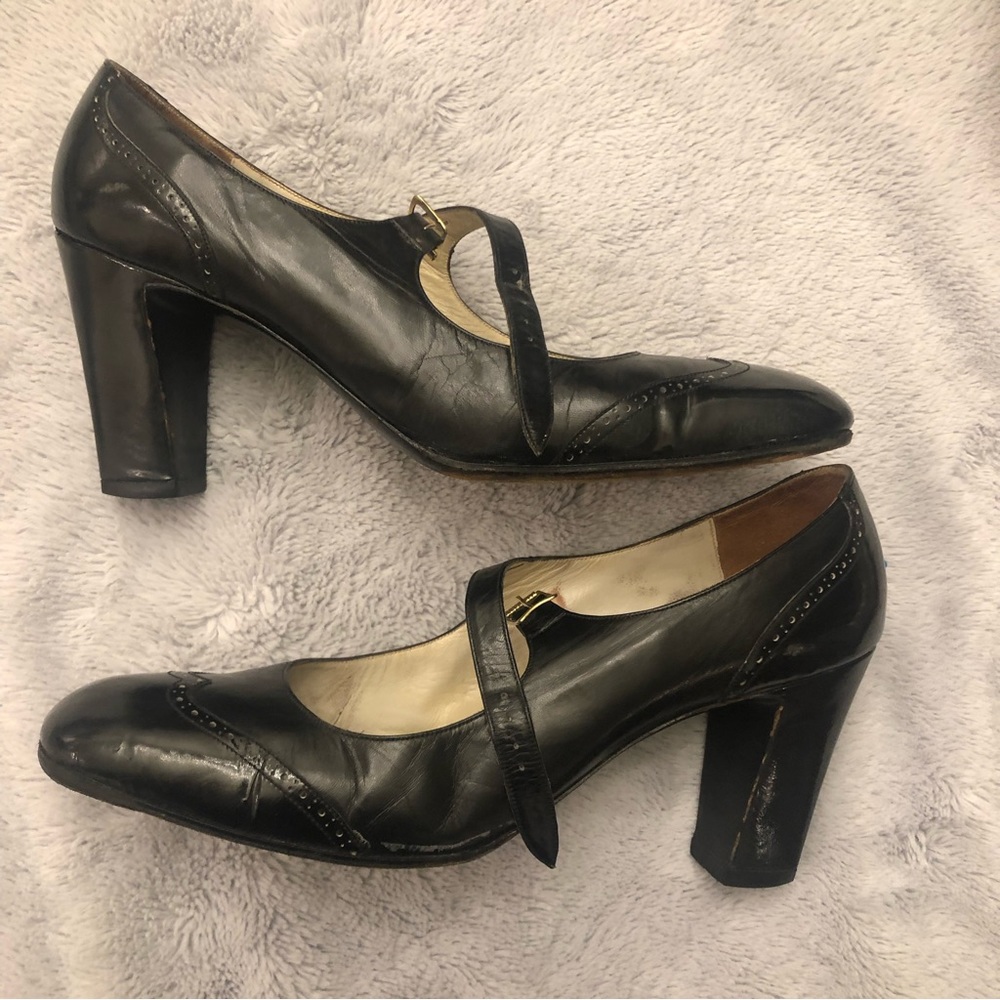 Celine black vintage sz37/7.5 made by hand in France